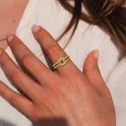 Celtic Knotwork Solid Yellow Gold Ring With Heart Gemstone GRI2308