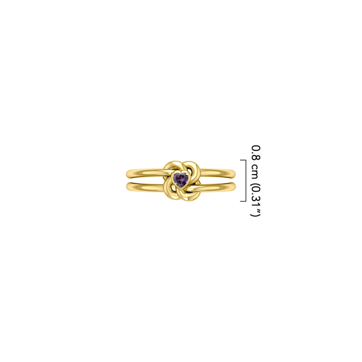 Celtic Knotwork Solid Yellow Gold Ring With Heart Gemstone GRI2308