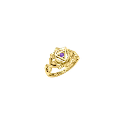Manipura Solar Plexus Chakra with Celtic Designs Solid Yellow Gold Ring GRI2338