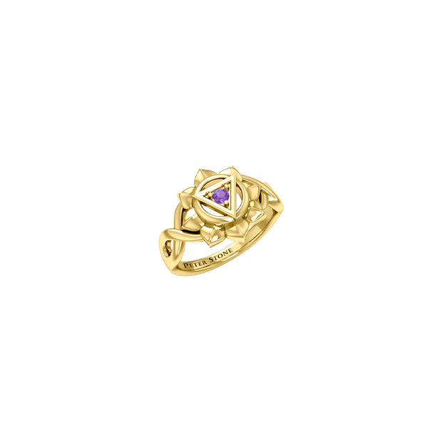 Manipura Solar Plexus Chakra with Celtic Designs Solid Yellow Gold Ring GRI2338