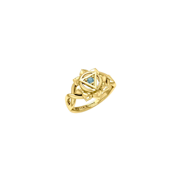 Manipura Solar Plexus Chakra with Celtic Designs Solid Yellow Gold Ring GRI2338