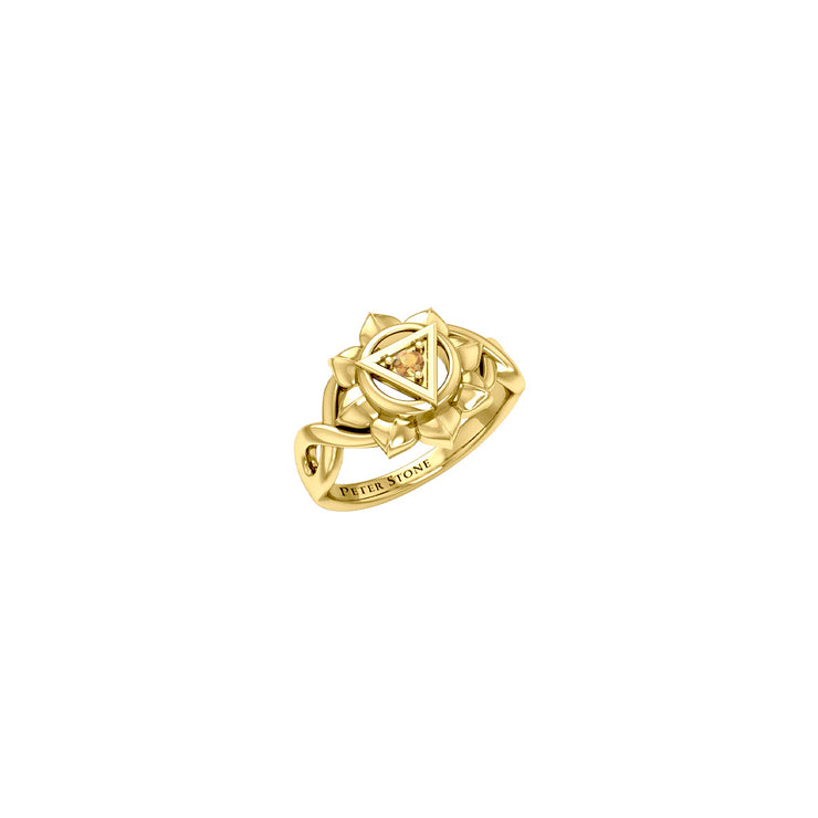 Manipura Solar Plexus Chakra with Celtic Designs Solid Yellow Gold Ring GRI2338