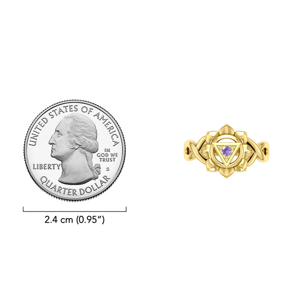 Manipura Solar Plexus Chakra with Celtic Designs Solid Yellow Gold Ring GRI2338