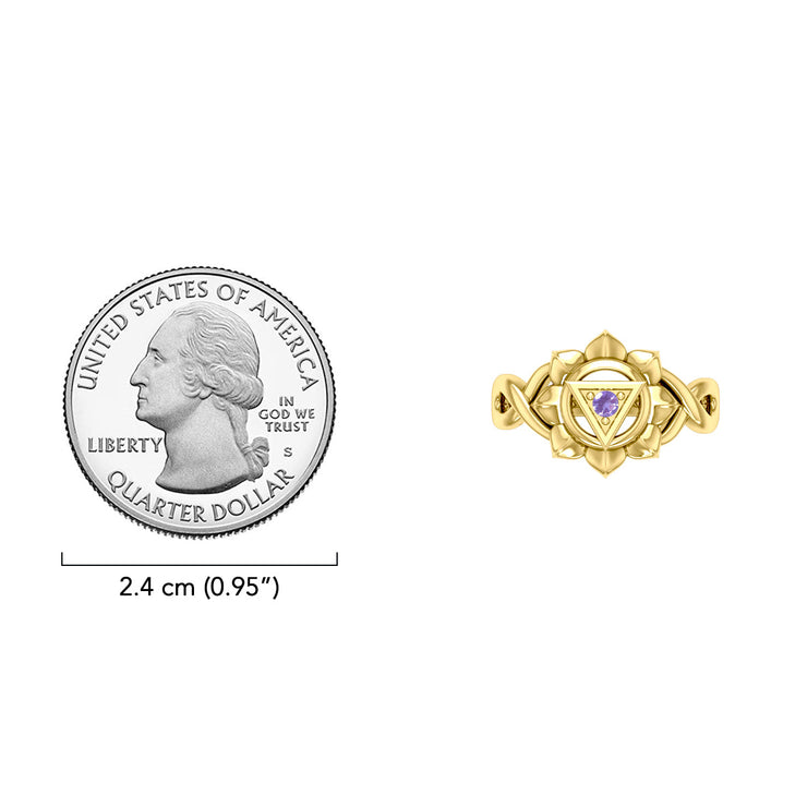 Manipura Solar Plexus Chakra with Celtic Designs Solid Yellow Gold Ring GRI2338