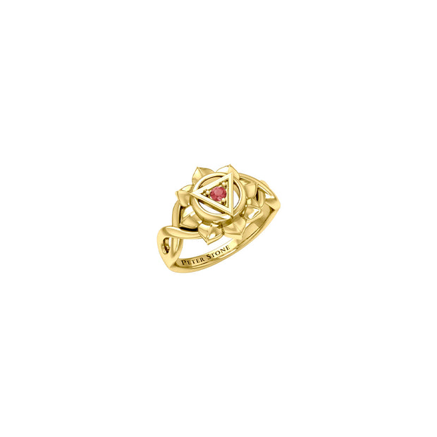 Manipura Solar Plexus Chakra with Celtic Designs Solid Yellow Gold Ring GRI2338