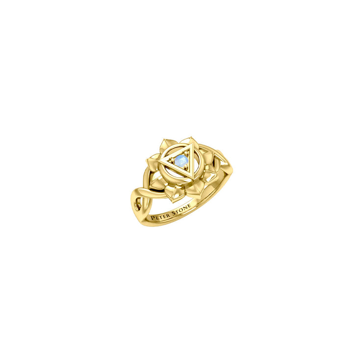 Manipura Solar Plexus Chakra with Celtic Designs Solid Yellow Gold Ring GRI2338