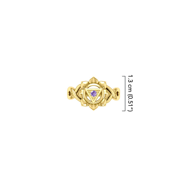 Manipura Solar Plexus Chakra with Celtic Designs Solid Yellow Gold Ring GRI2338