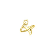 Whale Tail with Heart Solid Yellow Gold Wrap Ring GRI2342