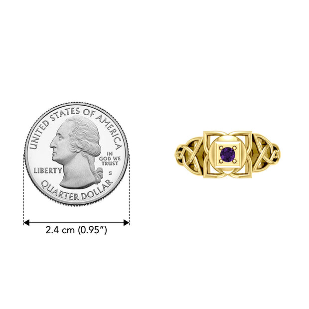 Muladhara Root Chakra with Celtic Designs Solid Yellow Gold Ring GRI2351