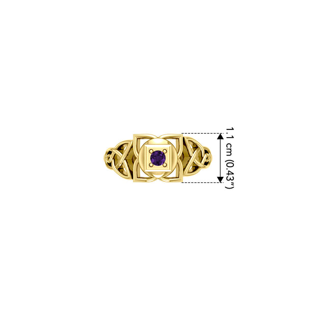 Muladhara Root Chakra with Celtic Designs Solid Yellow Gold Ring GRI2351