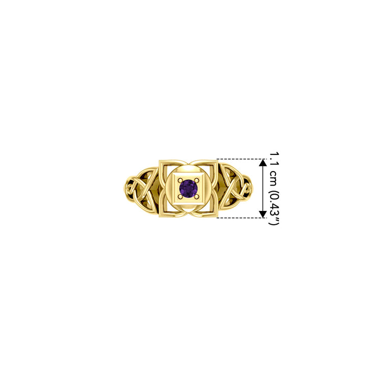 Muladhara Root Chakra with Celtic Designs Solid Yellow Gold Ring GRI2351