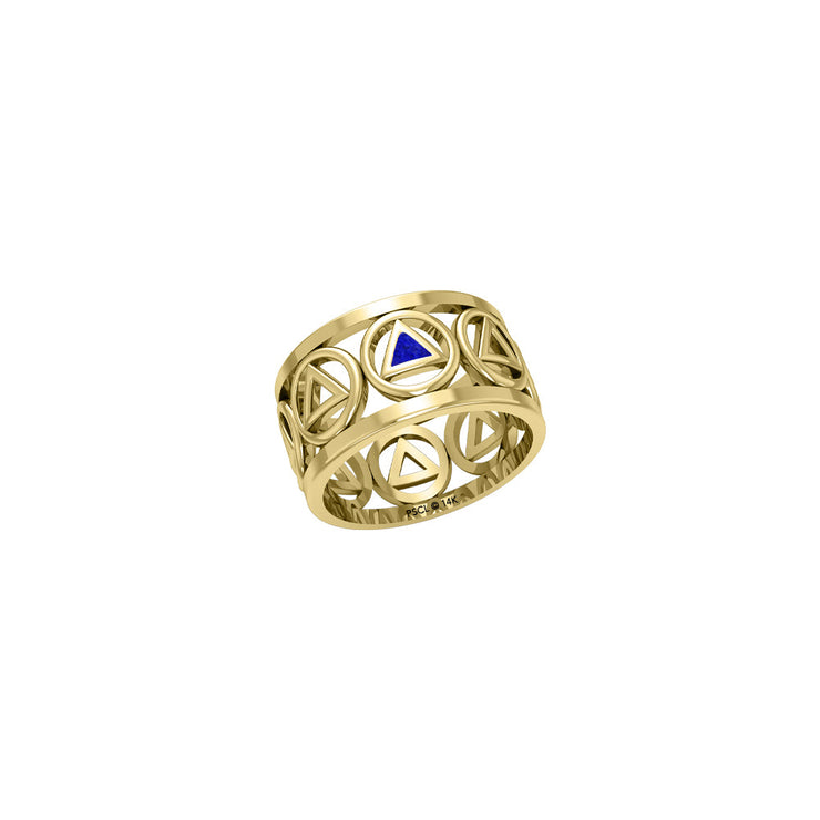 Recovery Solid Yellow Gold Band Ring with Stone Inlay GRI2400