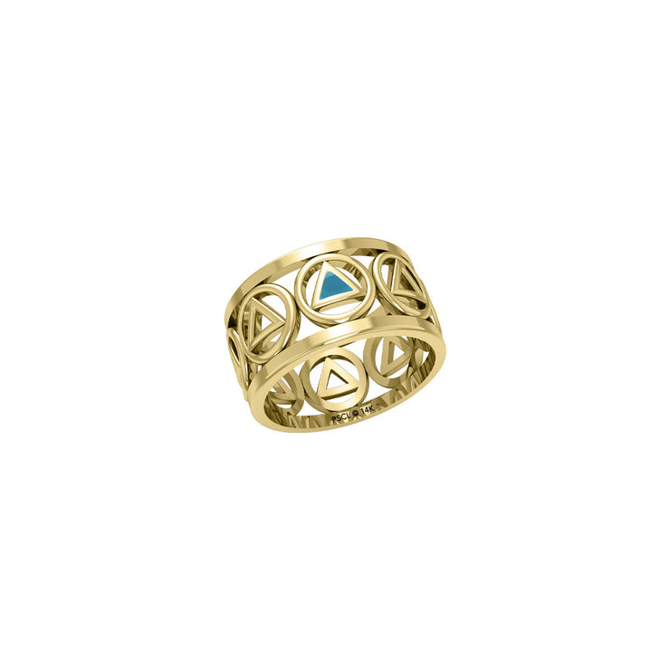 Recovery Solid Yellow Gold Band Ring with Stone Inlay GRI2400