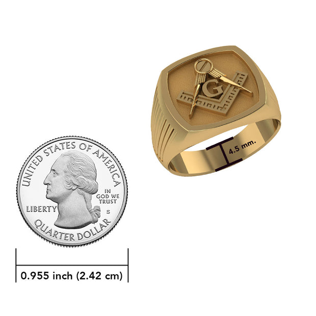 Masonic Solid Yellow Gold Men Ring GRI2411