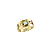 The Modern Zigzag Solid Yellow Gold Band Ring with Square Gemstone NA Symbol GRI2438