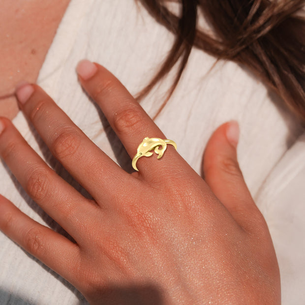 Dolphin Solid Gold Ring GRI2502