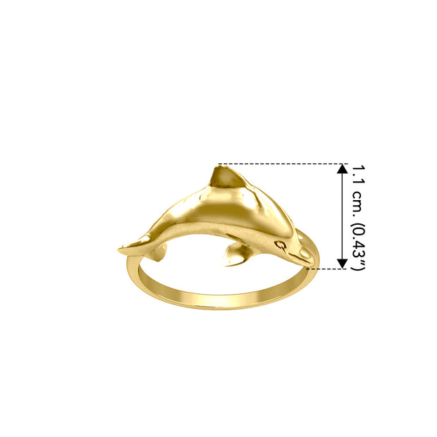 Jumping Dolphin Solid Gold Ring GRI2505