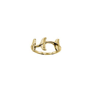 Triple Whale Tails Solid Gold Ring GRI2530