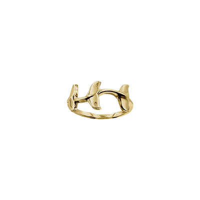 Triple Whale Tails Solid Gold Ring GRI2530