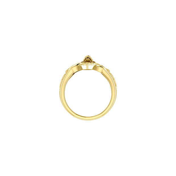 Triple Snake with Celtic Heart Solid Gold Ring GRI2567