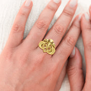 Triple Snake with Celtic Heart Solid Gold Ring GRI2567