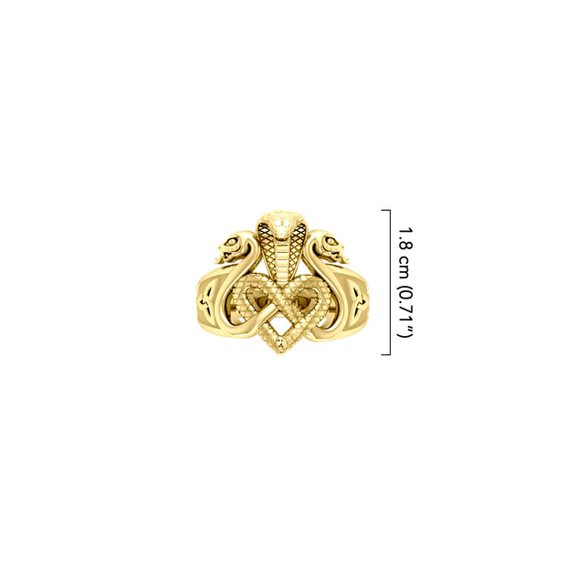 Triple Snake with Celtic Heart Solid Gold Ring GRI2567