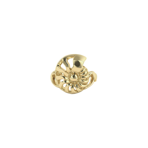 DiveSilver Nautilus and Wave Solid Gold Ring GRI2576
