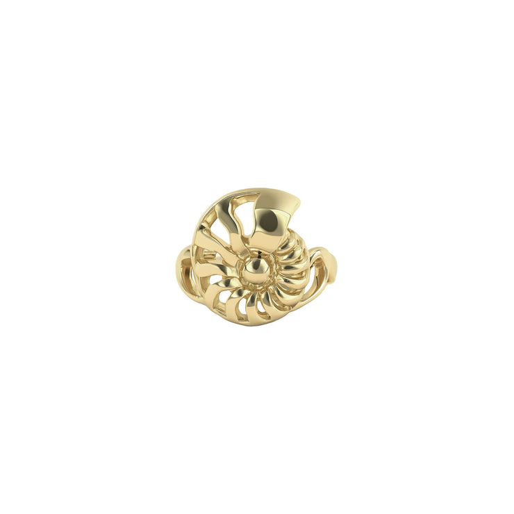 DiveSilver Nautilus and Wave Solid Gold Ring GRI2576