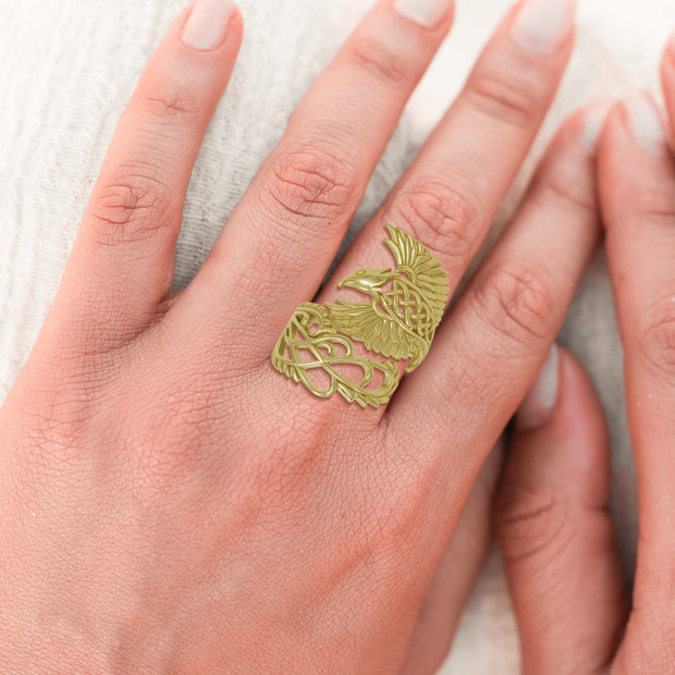 Honor The Flying Phoenix ~ Solid Gold Ring GRI2583