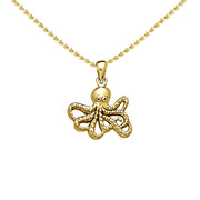 Octopus Solid Gold Pendant with Chain Set GSE728