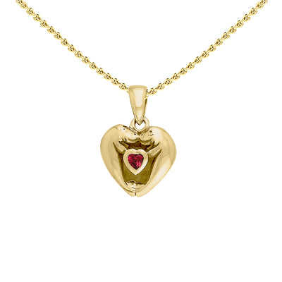 Manatees Solid Gold Pendant with Heart Gemstone and Chain Set GSE735