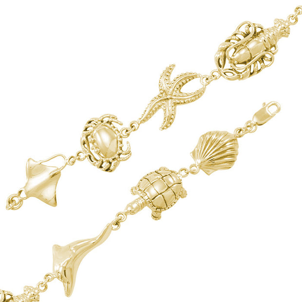 Breathing in the Sealife ~ Solid Gold Link Bracelet GTBG352