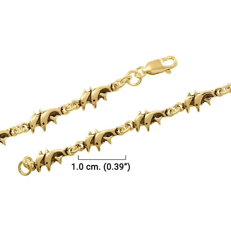 Double Dolphins Solid Gold Link Bracelet GTBG532