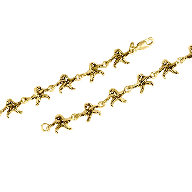 Beautiful stars in the sea ~ Solid Gold Jewelry Link Bracelet GTBG536