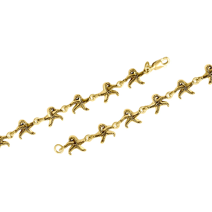 Beautiful stars in the sea ~ Solid Gold Jewelry Link Bracelet GTBG536