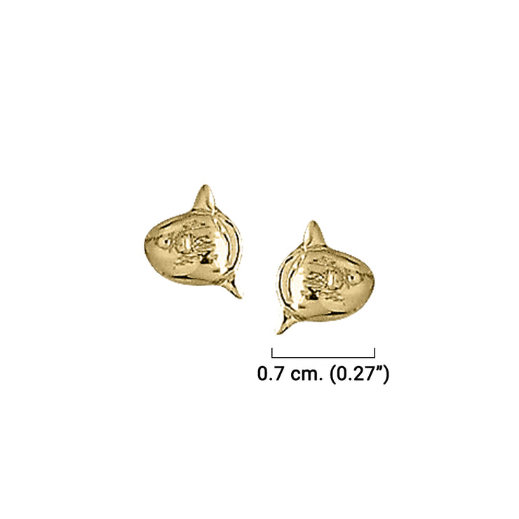 You are more than uniquely made ~ Sun Fish Solid Gold Post Earrings GTE2125