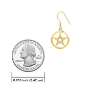 Solid Gold Pentagram Pentacle Earrings GTE293