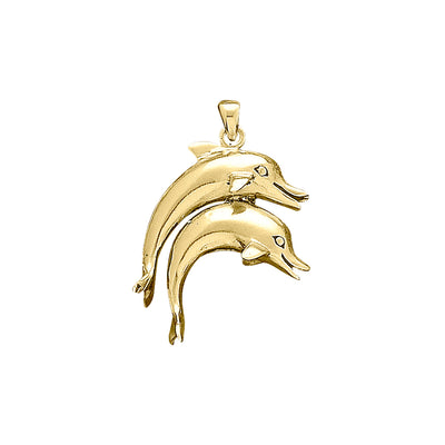 Double Dolphins Solid Gold Pendant GTP1003