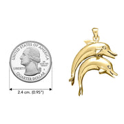 Double Dolphins Solid Gold Pendant GTP1003