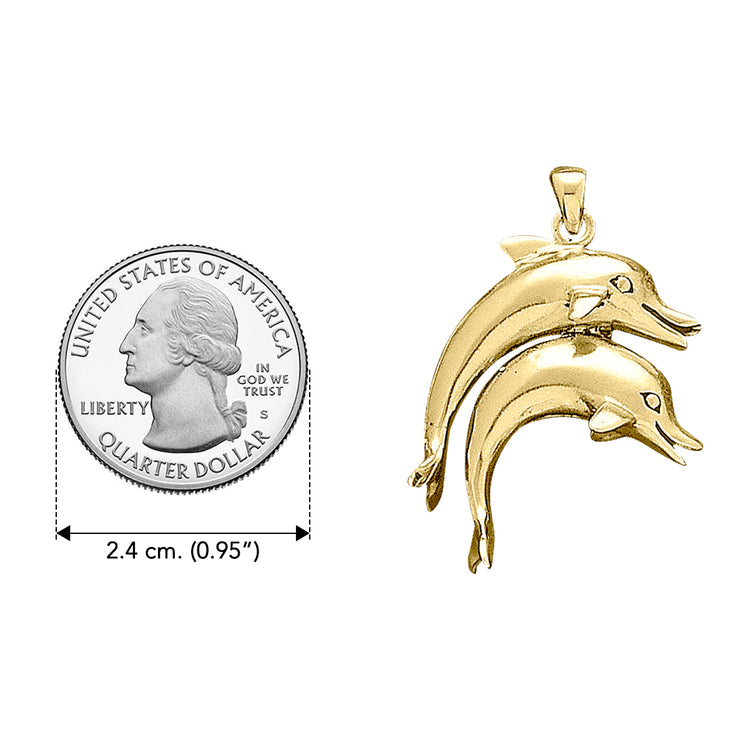 Double Dolphins Solid Gold Pendant GTP1003