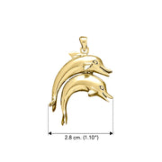 Double Dolphins Solid Gold Pendant GTP1003