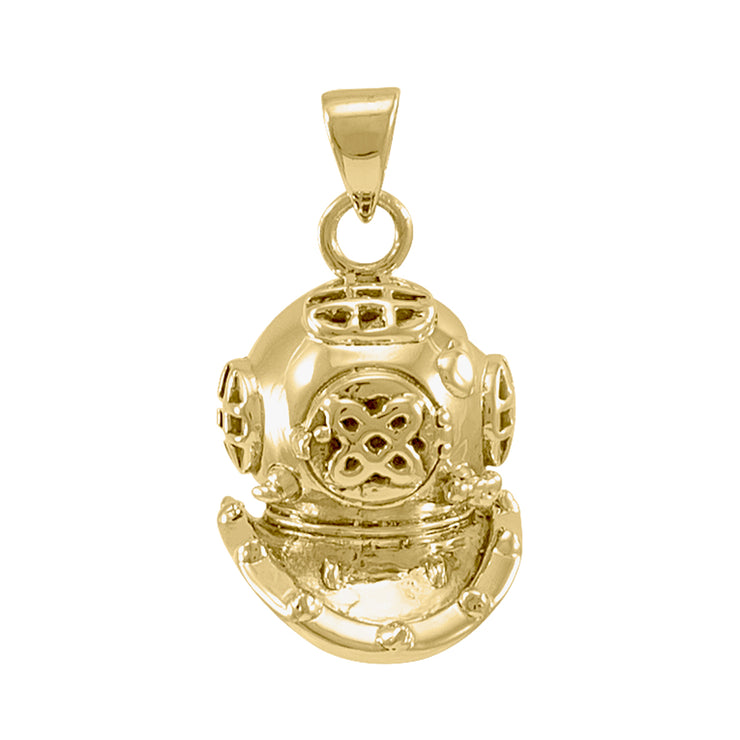 3D Dive Helmet  Solid Gold Pendant GTP1021