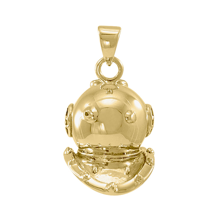 3D Dive Helmet  Solid Gold Pendant GTP1021