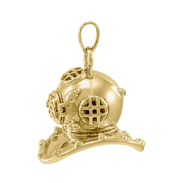 3D Dive Helmet  Solid Gold Pendant GTP1021