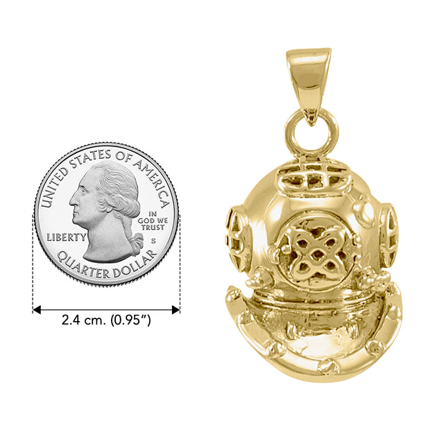 3D Dive Helmet  Solid Gold Pendant GTP1021