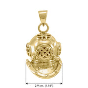 3D Dive Helmet  Solid Gold Pendant GTP1021