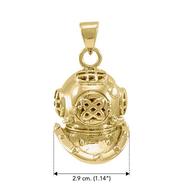 3D Dive Helmet  Solid Gold Pendant GTP1021