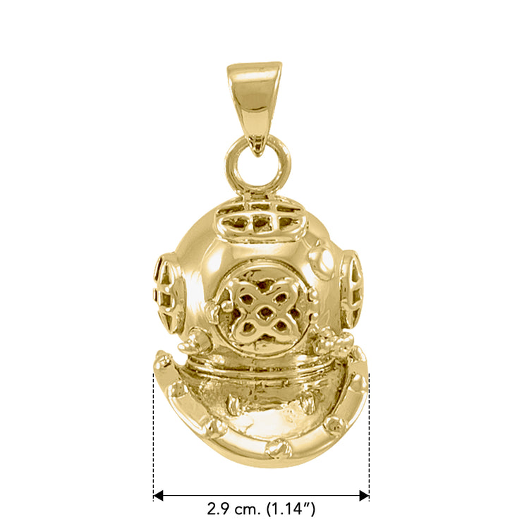 3D Dive Helmet  Solid Gold Pendant GTP1021