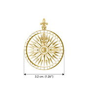 Fleur de Lis Solid Gold Rose Compass Pendant GTP1118