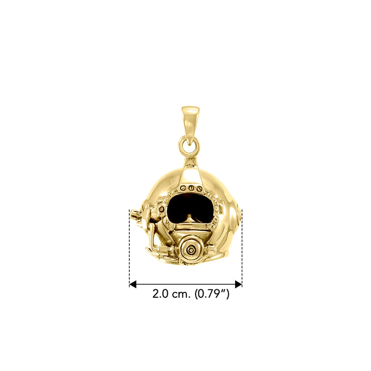 3 Dimensional Diving Helmet Solid Gold Pendant GTP1510